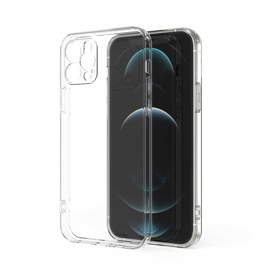 Apple iPhone 12 Pro Kılıf Zore Kamera Korumalı Süper Silikon Kapak Renksiz