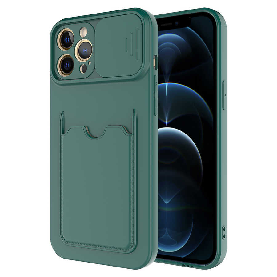 Apple iPhone 12 Pro Kılıf Zore Kartix Kapak Koyu Yeşil