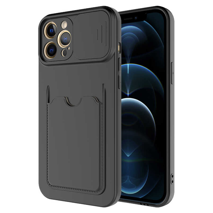 Apple iPhone 12 Pro Kılıf Zore Kartix Kapak Siyah