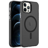 Apple iPhone 12 Pro Kılıf Zore M-safe Şarj Özellikli Buzlu Transparan C-Pro Sert Kapak Siyah