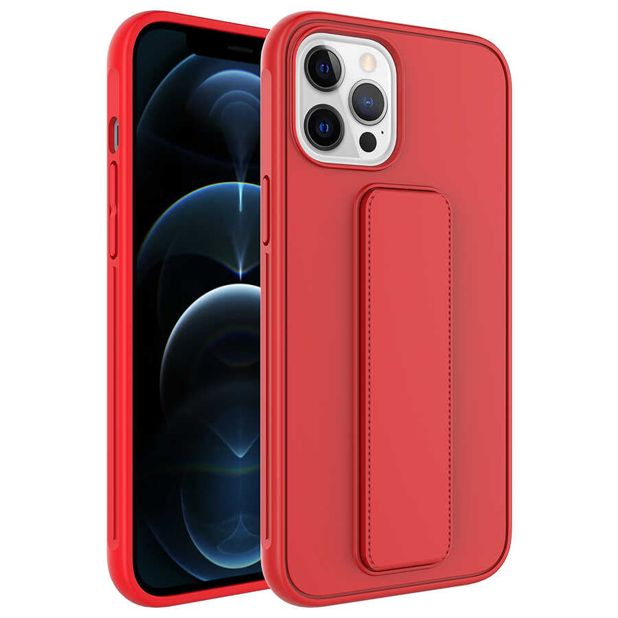 Apple iPhone 12 Pro Kılıf Zore Qstand Kapak Mürdüm