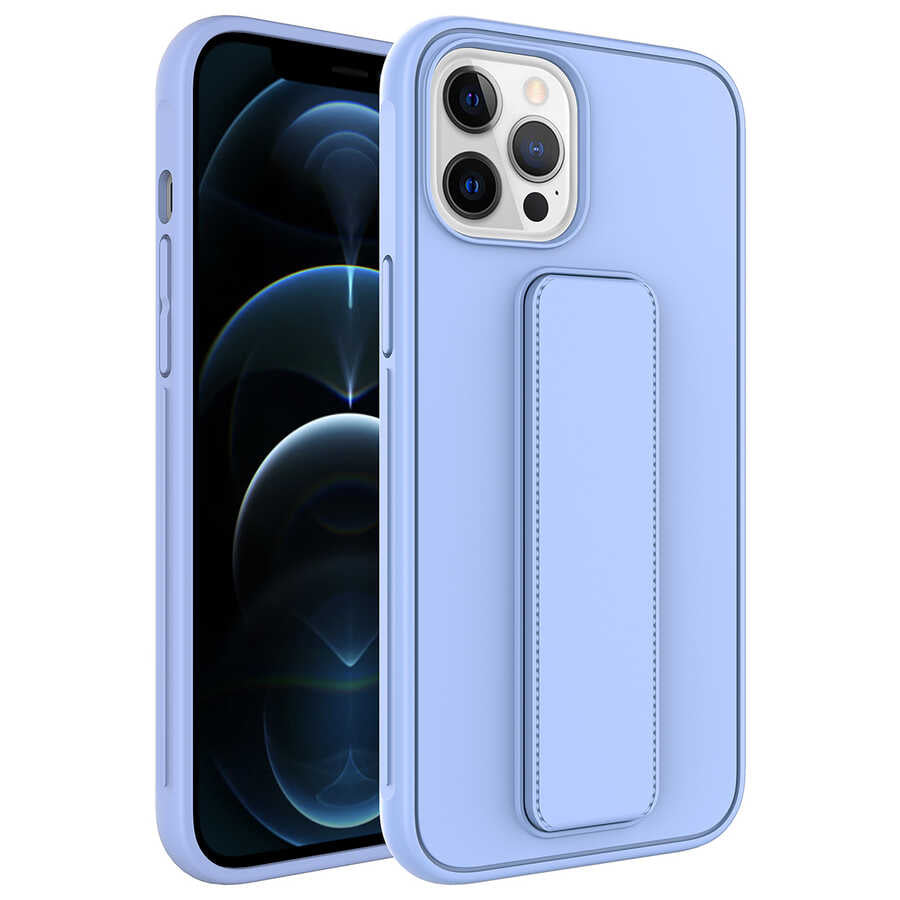 Apple iPhone 12 Pro Kılıf Zore Qstand Kapak Lila