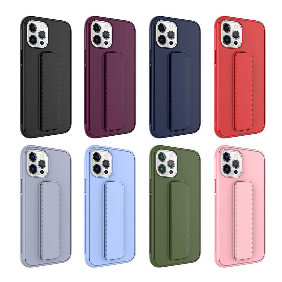 Apple iPhone 12 Pro Kılıf Zore Qstand Kapak Gri
