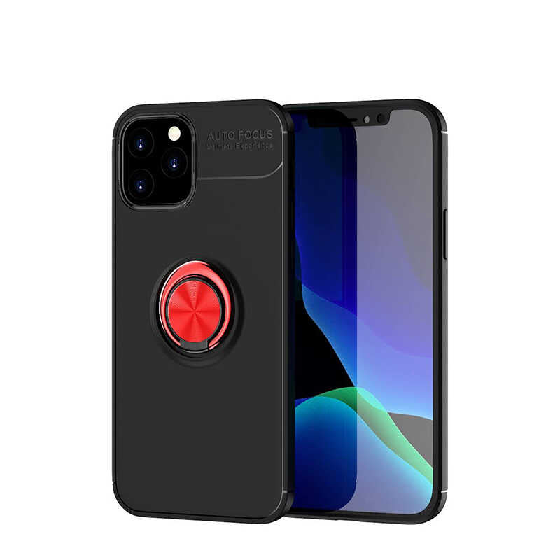 Apple iPhone 12 Pro Kılıf Zore Ravel Silikon Kapak Siyah-Kırmızı