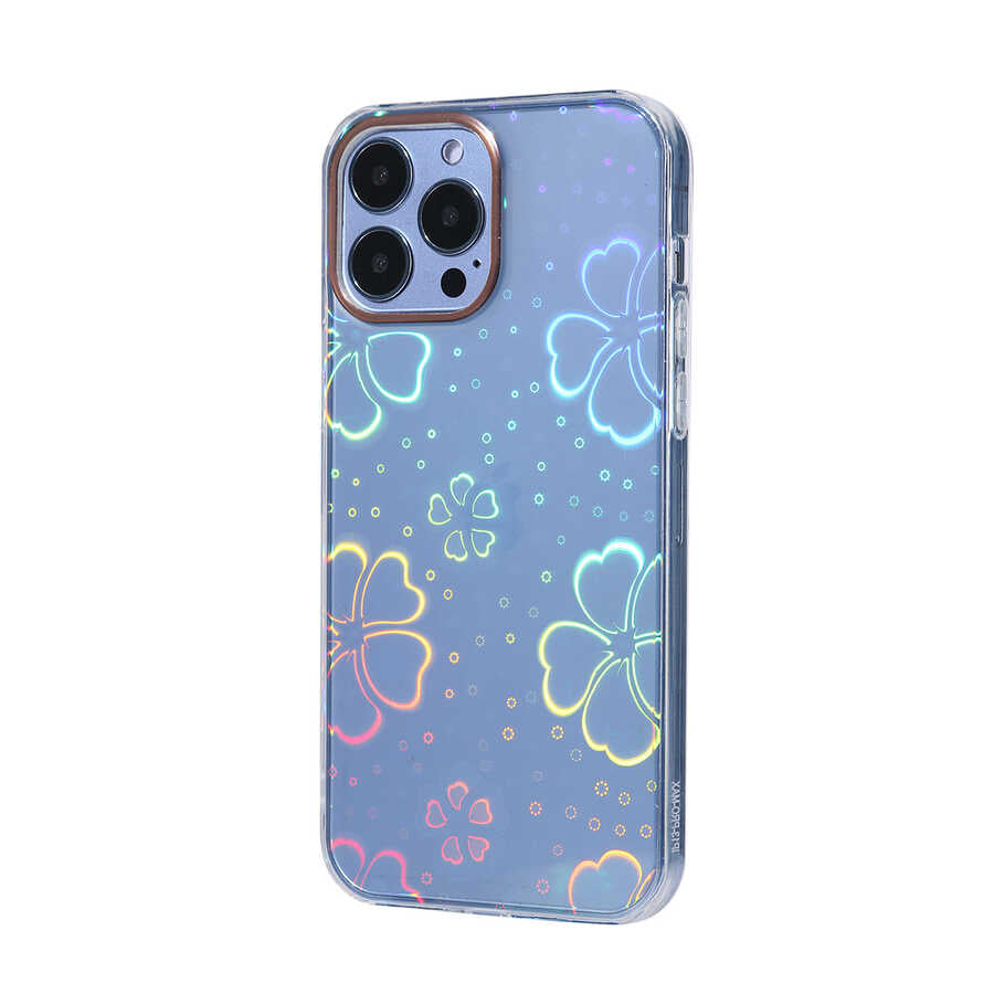 Apple iPhone 12 Pro Kılıf Zore Sidney Desenli Sert Kapak Flower No3