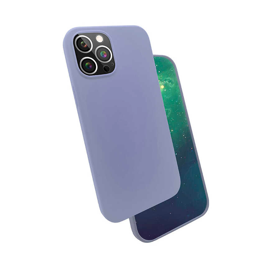 Apple iPhone 12 Pro Kılıf Zore Silk Silikon Lila