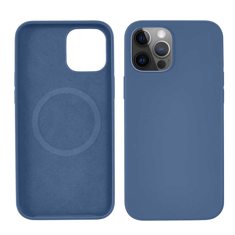 Apple iPhone 12 Pro Kılıf Zore Silksafe Wireless Kapak Mavi