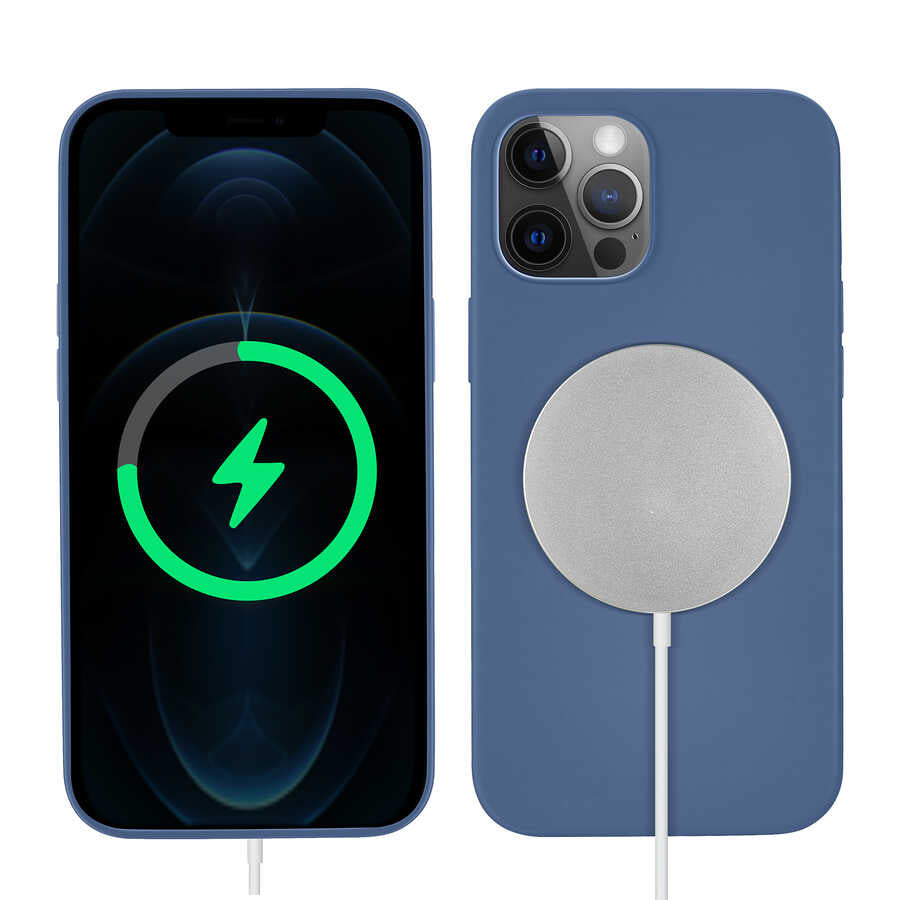 Apple iPhone 12 Pro Kılıf Zore Silksafe Wireless Kapak Mavi