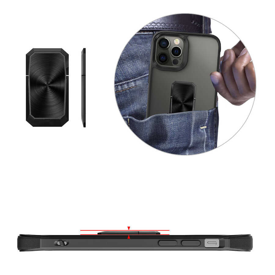 Apple iPhone 12 Pro Kılıf Zore V-Bax Kapak Siyah
