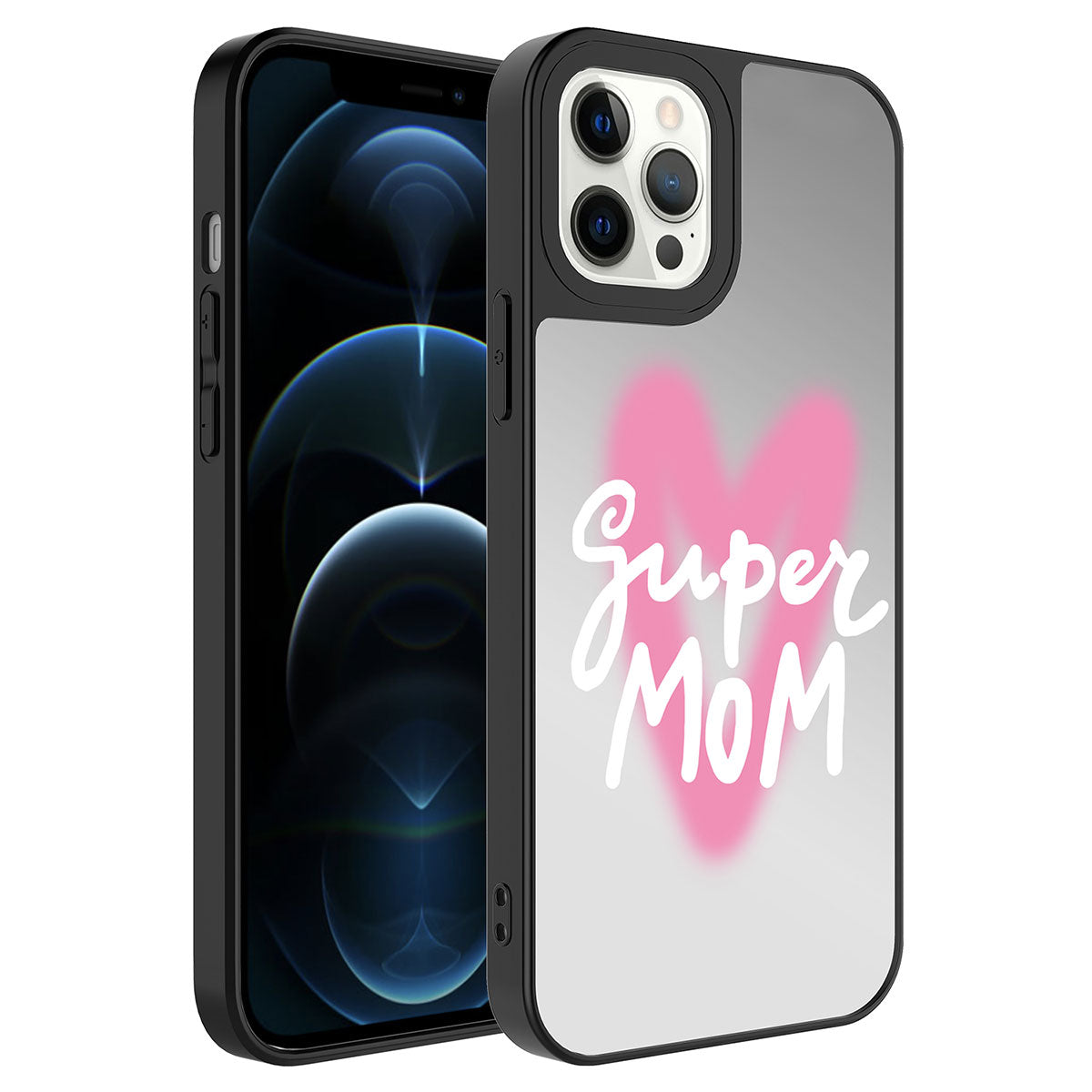 Apple iPhone 12 Pro Max Kılıf Aynalı Desenli Kamera Korumalı Parlak Zore Mirror Kapak Süper Anne