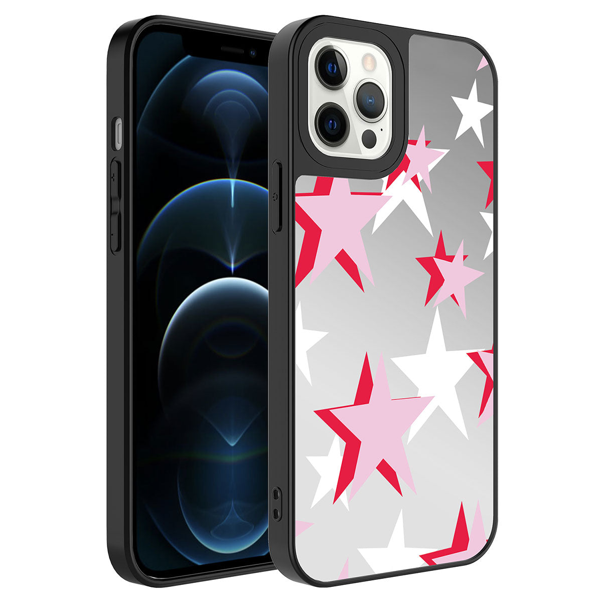 Apple iPhone 12 Pro Max Kılıf Aynalı Desenli Kamera Korumalı Parlak Zore Mirror Kapak Yıldız