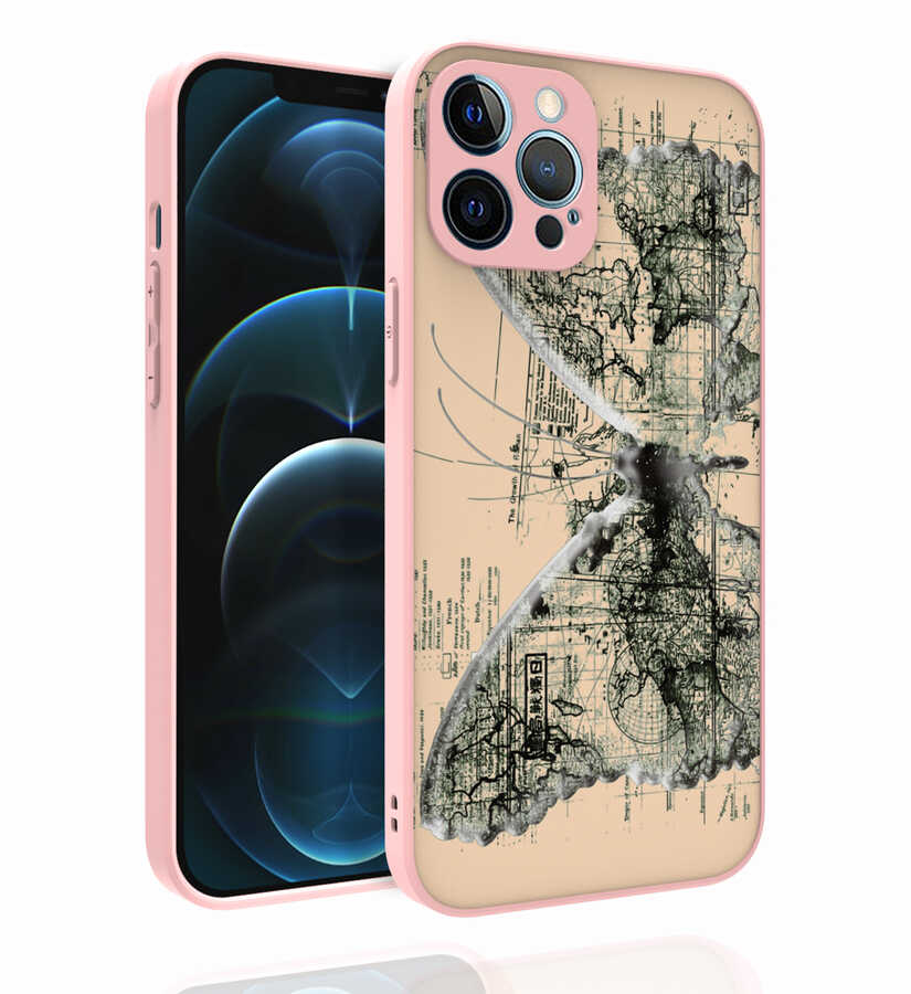 Apple iPhone 12 Pro Max Kılıf Desenli Kamera Korumalı Parlak Zore Nora Kapak NO2