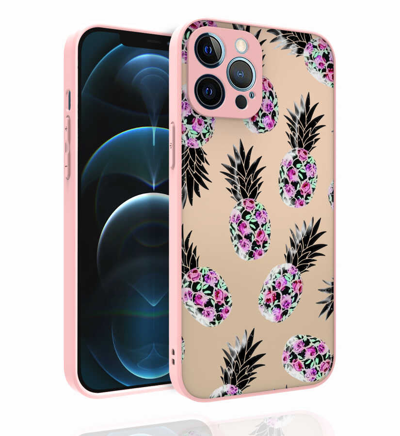 Apple iPhone 12 Pro Max Kılıf Desenli Kamera Korumalı Parlak Zore Nora Kapak NO1