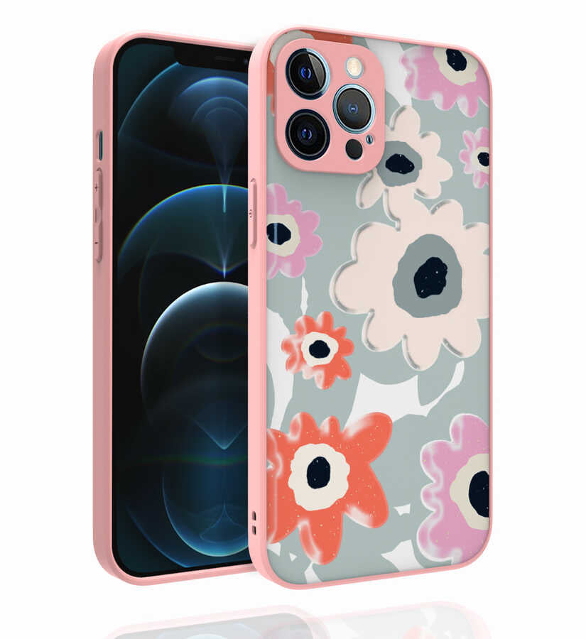 Apple iPhone 12 Pro Max Kılıf Desenli Kamera Korumalı Parlak Zore Nora Kapak NO5