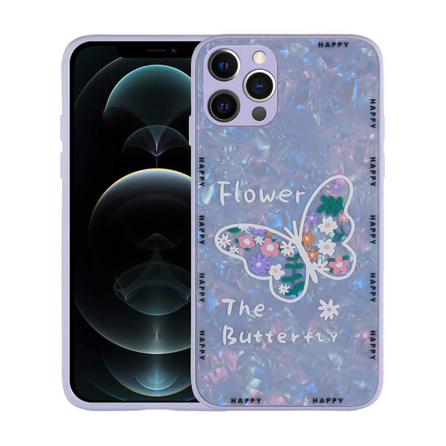 Apple iPhone 12 Pro Max Kılıf Desenli Sert Silikon Zore Mumila Kapak Lilac Bear