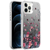 Apple iPhone 12 Pro Max Kılıf Desenli Zore Silver Sert Kapak Çiçek