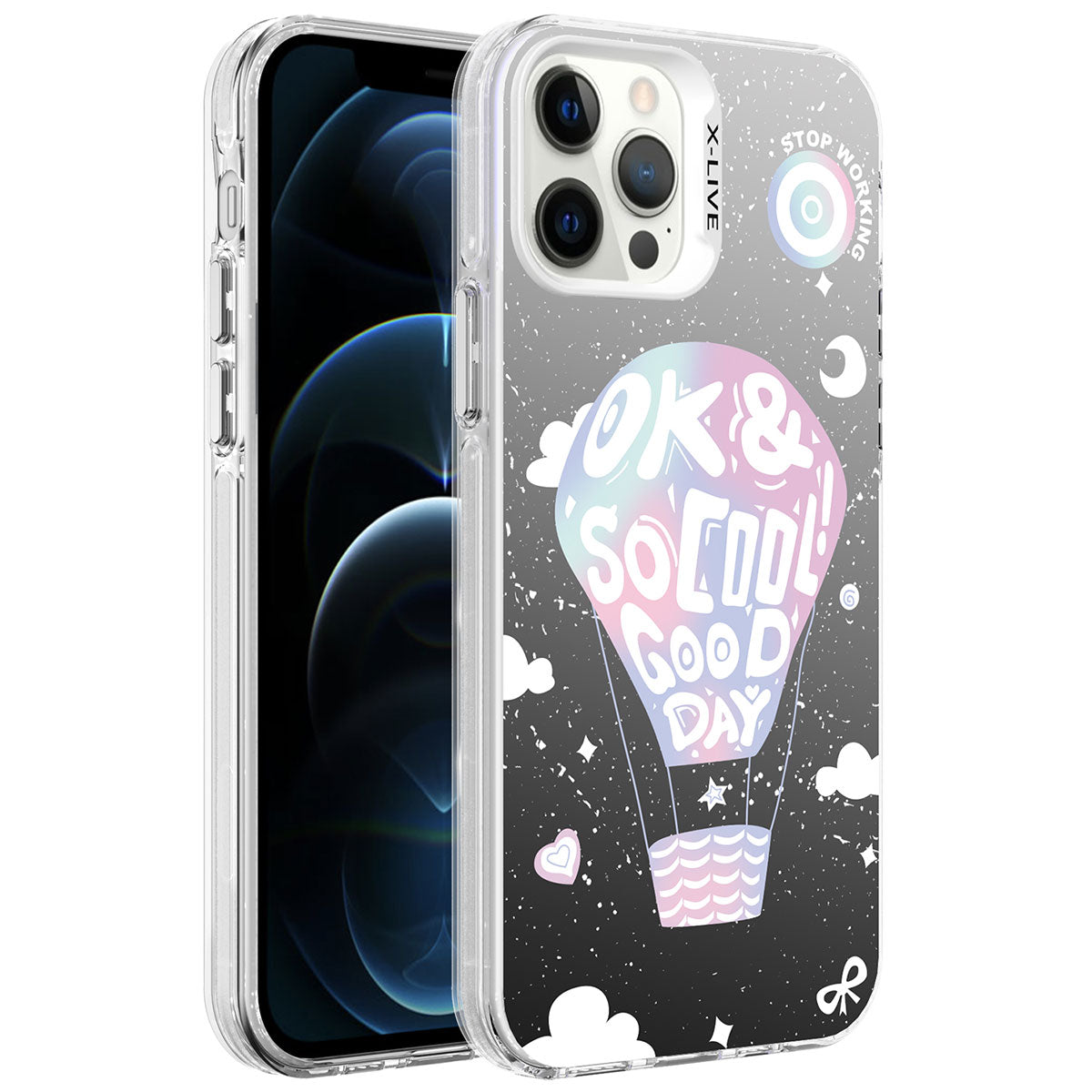 Apple iPhone 12 Pro Max Kılıf Desenli Zore Silver Sert Kapak Mottolar