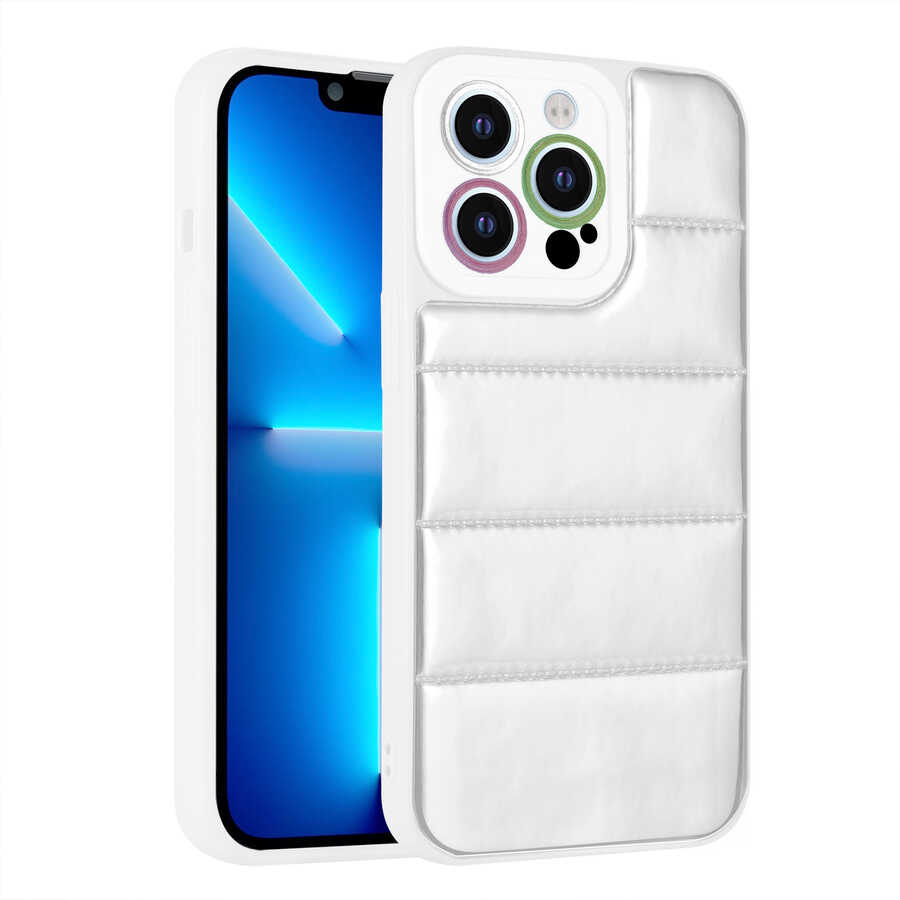 Apple iPhone 12 Pro Max Kılıf Kamera Korumalı Airbagli Renkli Zore Seksek Kapak Gümüş