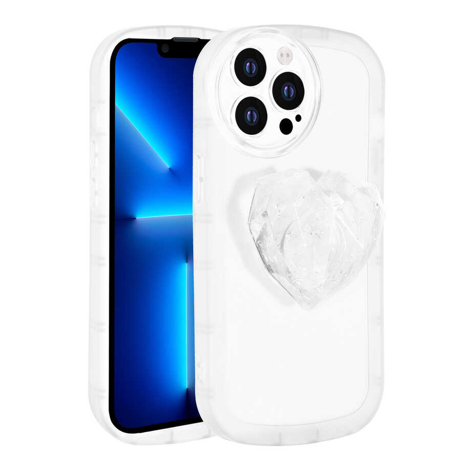 Apple iPhone 12 Pro Max Kılıf Kamera Korumalı Pop Soketli Renkli Zore Ofro Kapak Beyaz