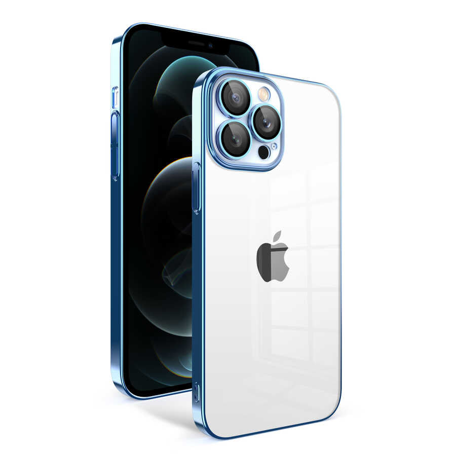 Apple iPhone 12 Pro Max Kılıf Kamera Korumalı Renkli Çerçeveli Zore Garaj Kapak Gümüş