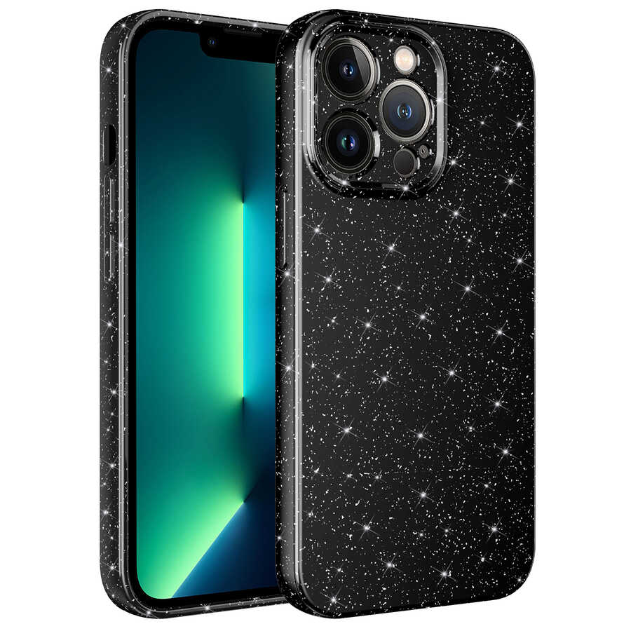 Apple iPhone 12 Pro Max Kılıf Kamera Korumalı Simli Lüks Zore Koton Kapak Pembe Koyu
