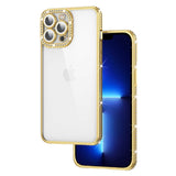 Apple iPhone 12 Pro Max Kılıf Kamera Korumalı Taşlı Zore Mina Kapak Gold