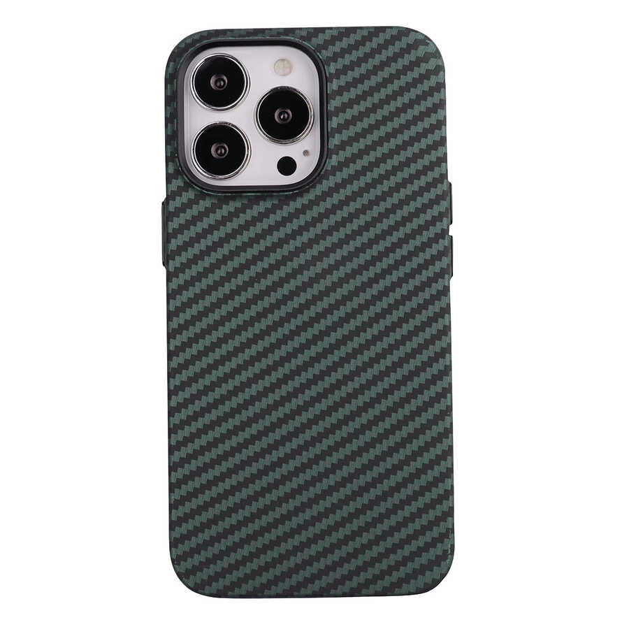 Apple iPhone 12 Pro Max Kılıf Karbon Fiber Tasarımlı Zore Karbono Kapak Siyah
