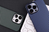 Apple iPhone 12 Pro Max Kılıf Karbon Fiber Tasarımlı Zore Karbono Kapak Mavi