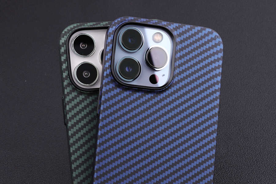 Apple iPhone 12 Pro Max Kılıf Karbon Fiber Tasarımlı Zore Karbono Kapak Mavi