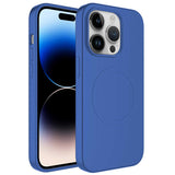 Apple iPhone 12 Pro Max Kılıf M-safe Wireless Şarj Özellikli Pastel Renk Silikon Zore Plas Kapak Mavi