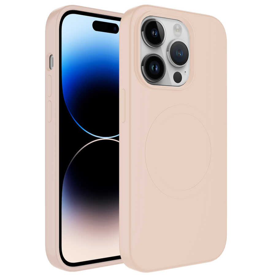 Apple iPhone 12 Pro Max Kılıf M-safe Wireless Şarj Özellikli Pastel Renk Silikon Zore Plas Kapak Mavi Açık