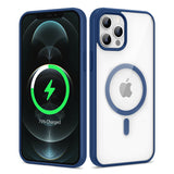 Apple iPhone 12 Pro Max Kılıf M-safe Wireless Şarj Özellikli Silikon Zore Ege Kapak Mavi
