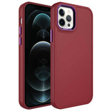 Apple iPhone 12 Pro Max Kılıf Metal Çerçeve ve Buton Tasarımlı Sert Zore Botox Kapak Saks Mavi
