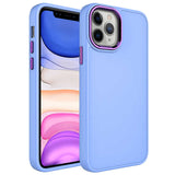 Apple iPhone 12 Pro Max Kılıf Metal Çerçeve ve Buton Tasarımlı Silikon Zore Luna Kapak Lila