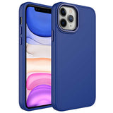 Apple iPhone 12 Pro Max Kılıf Metal Çerçeve ve Buton Tasarımlı Silikon Zore Luna Kapak Lacivert