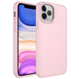 Apple iPhone 12 Pro Max Kılıf Metal Çerçeve ve Buton Tasarımlı Silikon Zore Luna Kapak Pembe