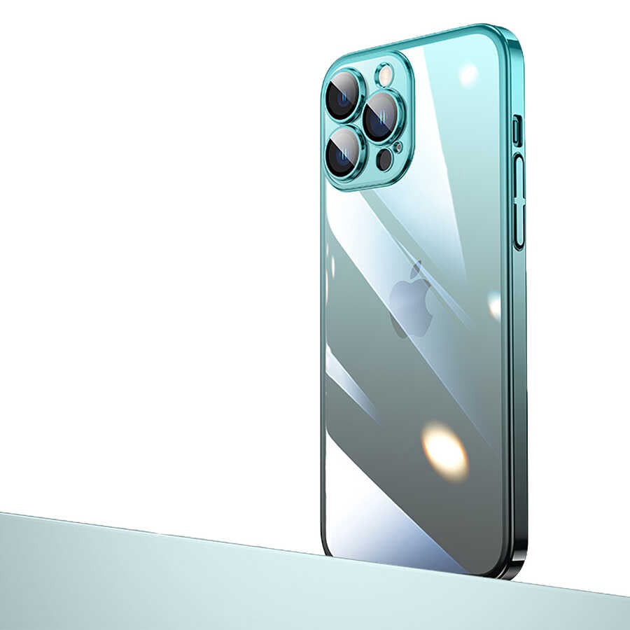 Apple iPhone 12 Pro Max Kılıf Parlak Renk Geçişli Kamera Korumalı Zore Senkron Kapak Mavi-Siyah