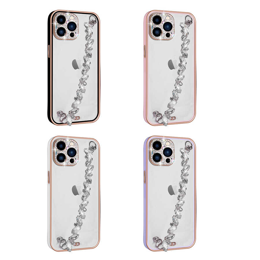 Apple iPhone 12 Pro Max Kılıf Taş Süslemeli Kamera Korumalı El Tutamaçlı Zore Blazer Kapak Pembe