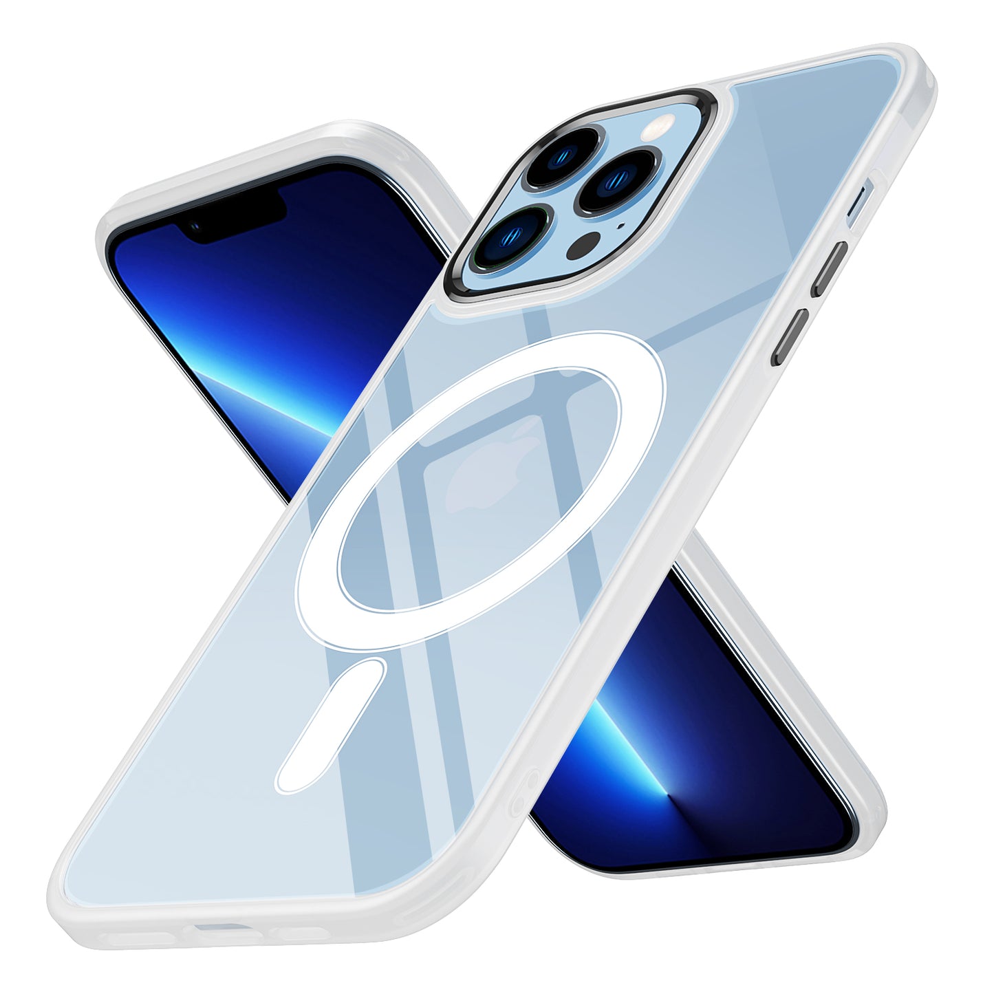 Apple iPhone 12 Pro Max Kılıf Wireless Şarj Özellikli Zore Krom M-safe Silikon Kapak Renksiz