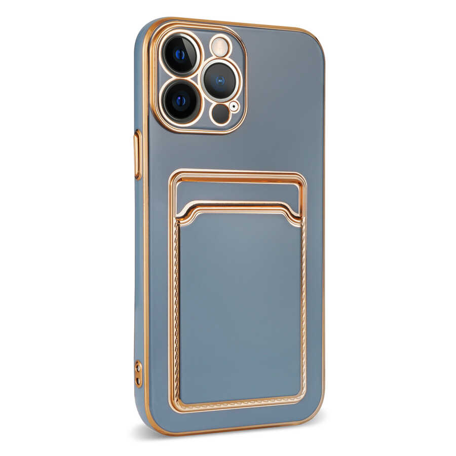 Apple iPhone 12 Pro Max Kılıf Zore Bark Kartlıklı Kapak Siyah