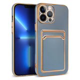 Apple iPhone 12 Pro Max Kılıf Zore Bark Kartlıklı Kapak Mavi