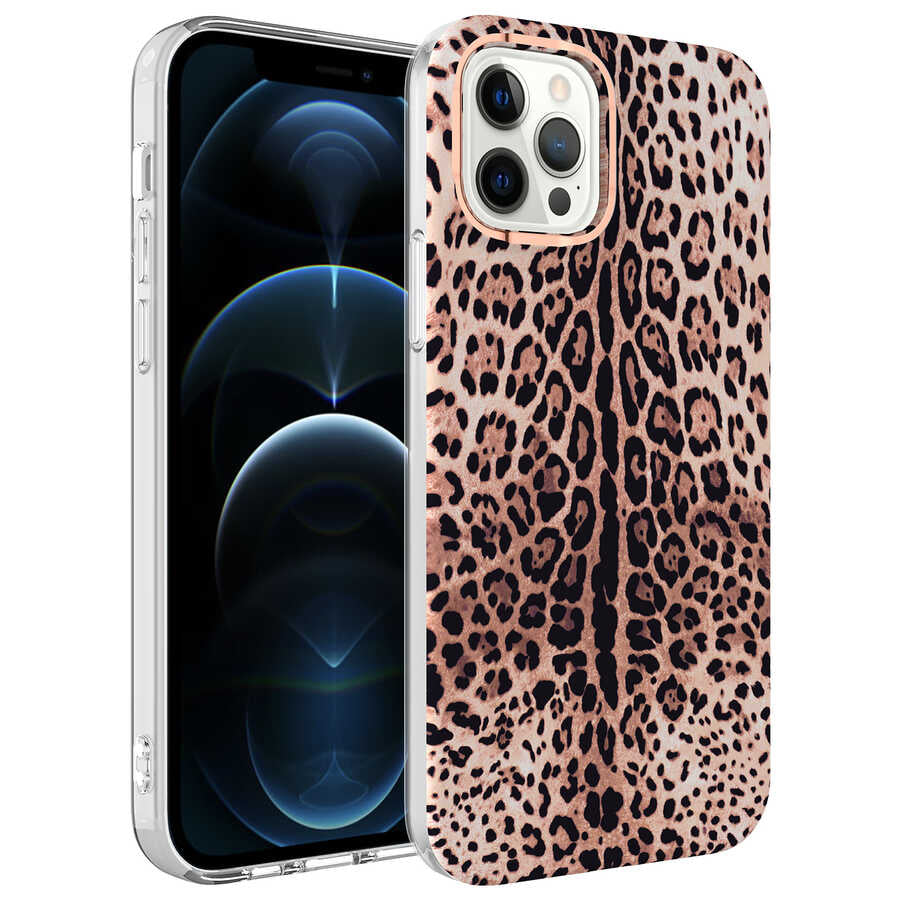 Apple iPhone 12 Pro Max Kılıf Zore Bella Kapak Leopar