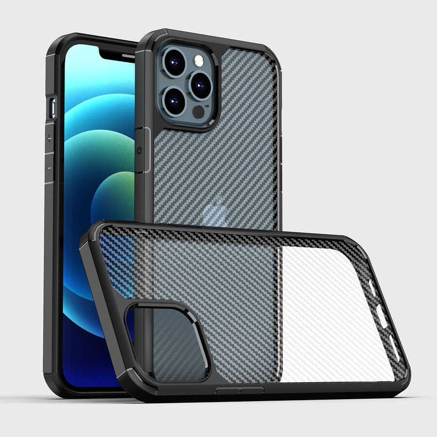 Apple iPhone 12 Pro Max Kılıf Zore İnoks Kapak Siyah