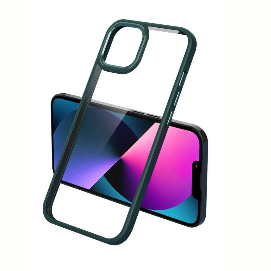 Apple iPhone 12 Pro Max Kılıf Zore Krom Kapak Koyu Yeşil