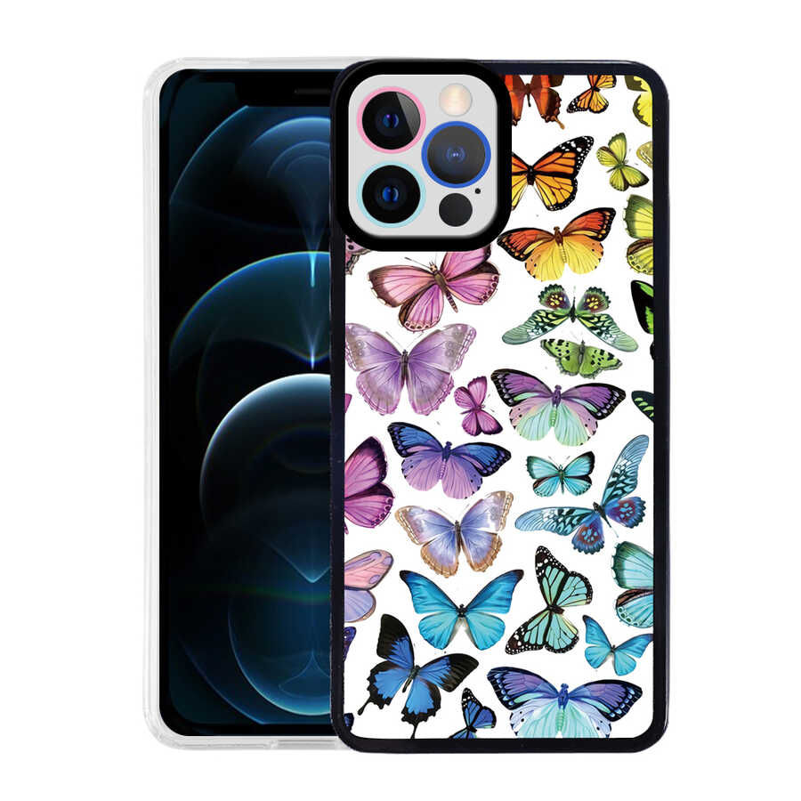 Apple iPhone 12 Pro Max Kılıf Zore M-Fit Desenli Kapak Butterfly No3