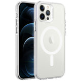 Apple iPhone 12 Pro Max Kılıf Zore M-safe Şarj Özellikli Buzlu Transparan C-Pro Sert Kapak Renksiz