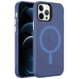 Apple iPhone 12 Pro Max Kılıf Zore M-safe Şarj Özellikli Buzlu Transparan C-Pro Sert Kapak Derin Mor