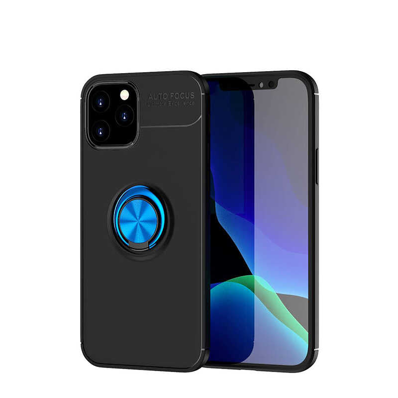 Apple iPhone 12 Pro Max Kılıf Zore Ravel Silikon Kapak Siyah-Mavi