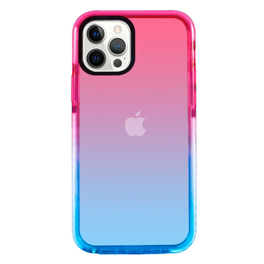 Apple iPhone 12 Pro Max Kılıf Zore Renkli Punto Kapak Pembe-Mavi
