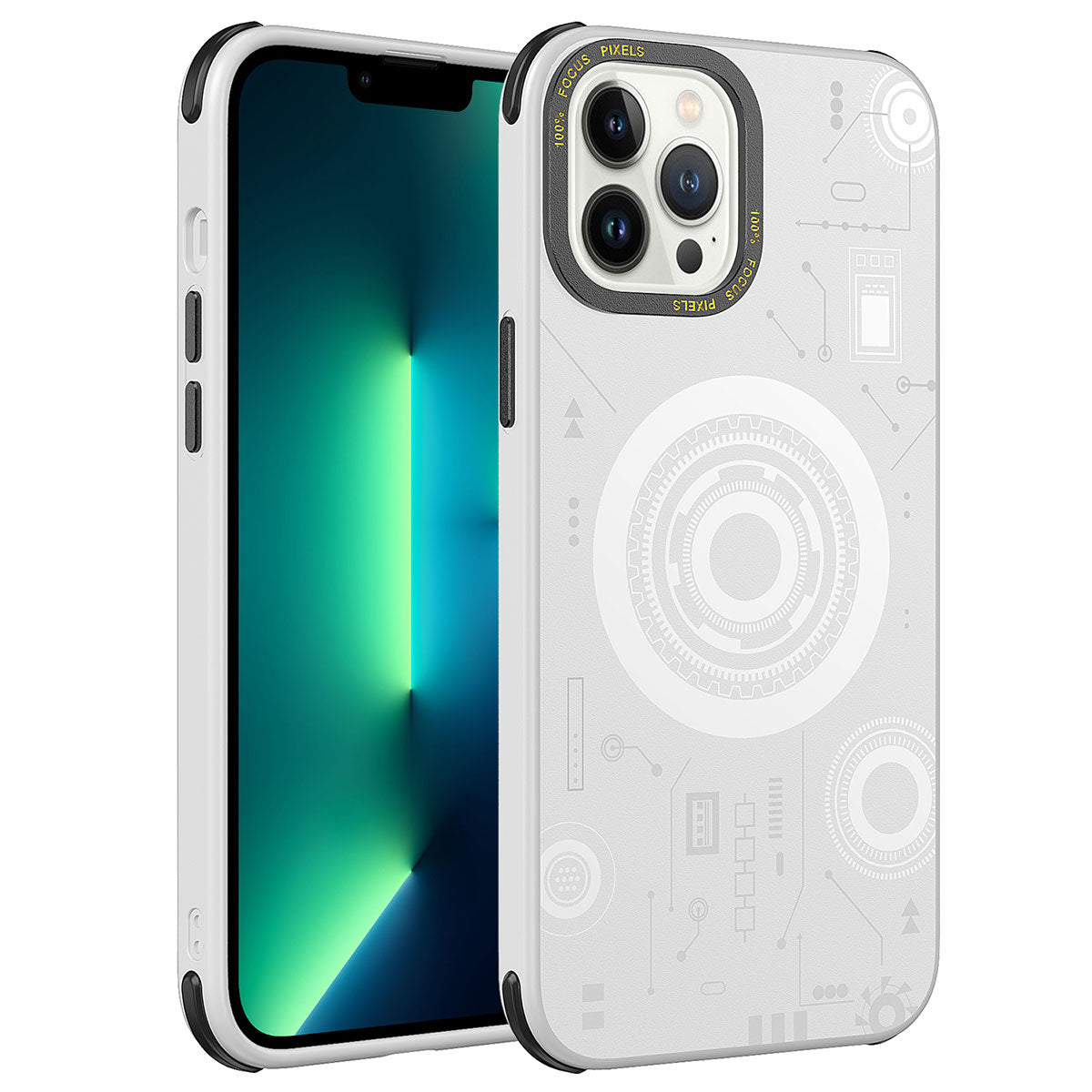 Apple iPhone 12 Pro Max Kılıf Zore Wireless Şarj Özellikli Desenli Hot Kapak Koyu Yeşil